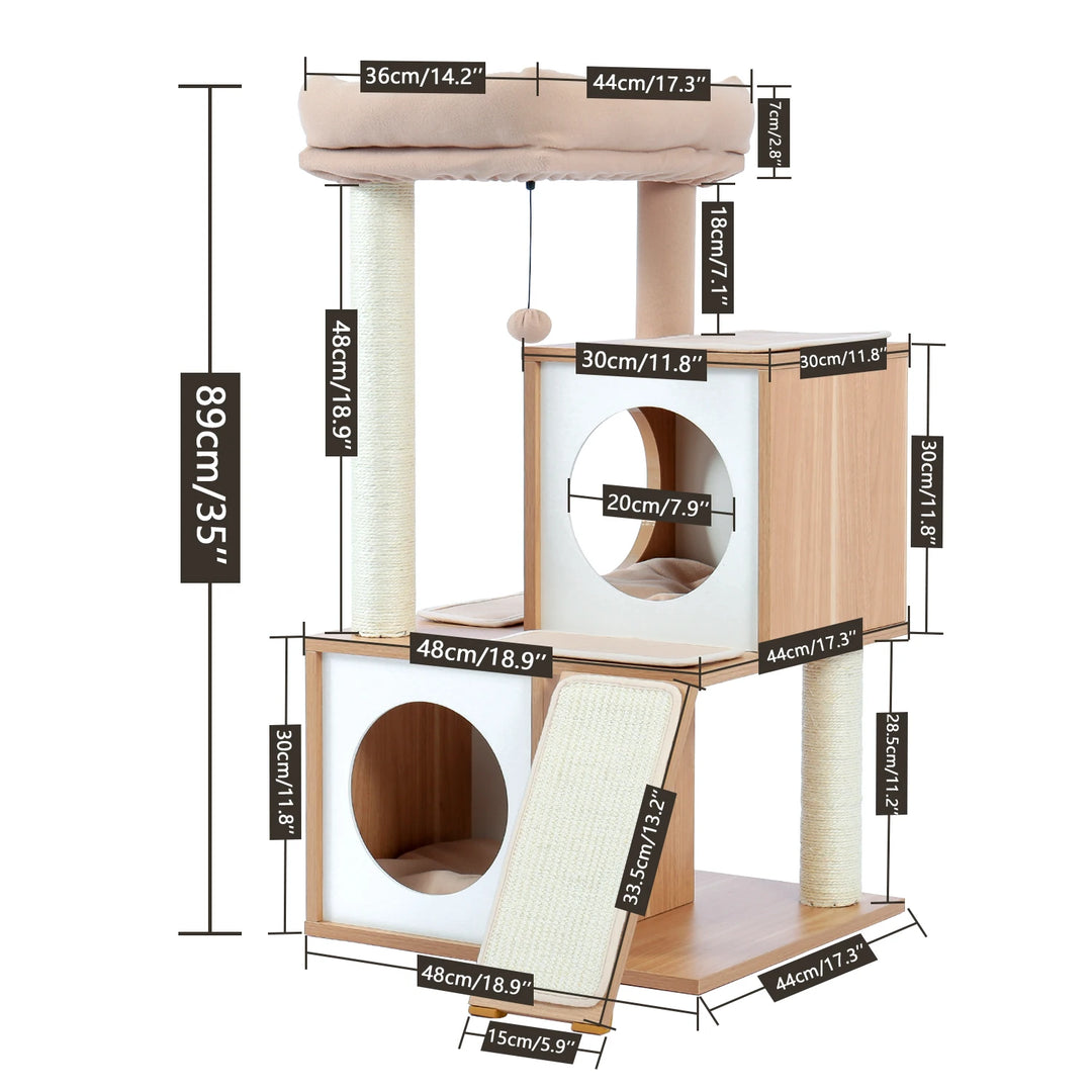 Árvore para gatos de design 89 cm – Elegância e conforto para espaços pequenos