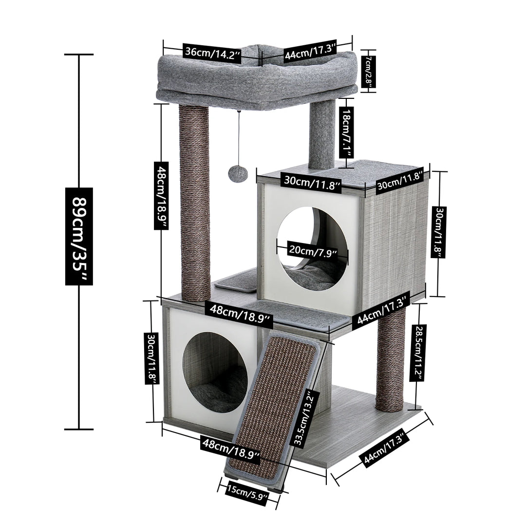 Árvore para gatos de design 89 cm – Elegância e conforto para espaços pequenos