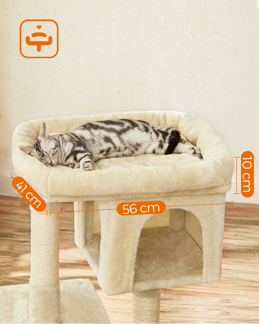 Pequena árvore para gatos 84 cm – 2 nichos fechados e poleiro macio