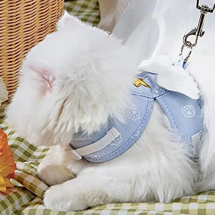 Arnês para gatinhos com asas de anjo macias e respiráveis