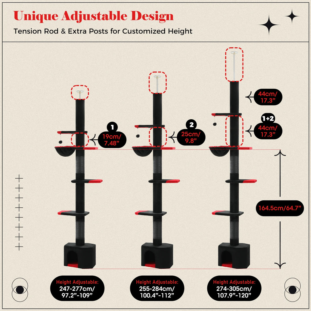 Torre vertical para gatos de design – até 3 gatos, 5 níveis de liberdade