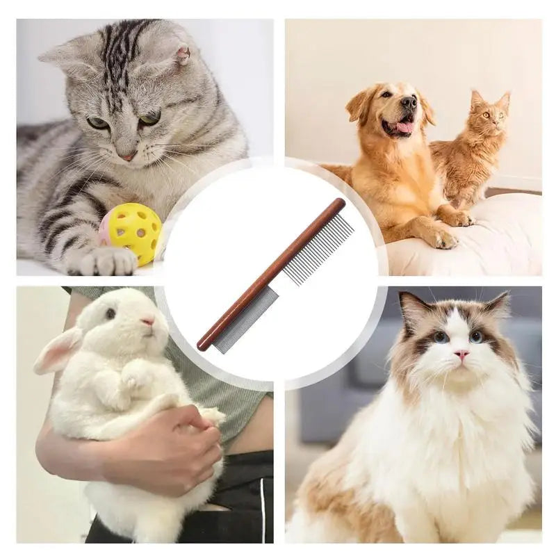 Pente de madeira para pulgas para cães e gatos para cuidados calmantes