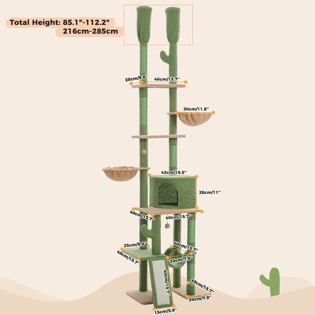 Árvore para gatos Cactus – 5 níveis, rede e estilo deslumbrante