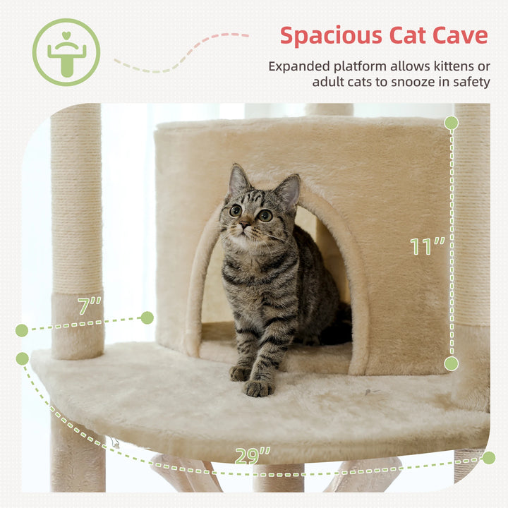 Sovereign Cat Tower – 7 níveis, condomínio, redes e poleiro transparente