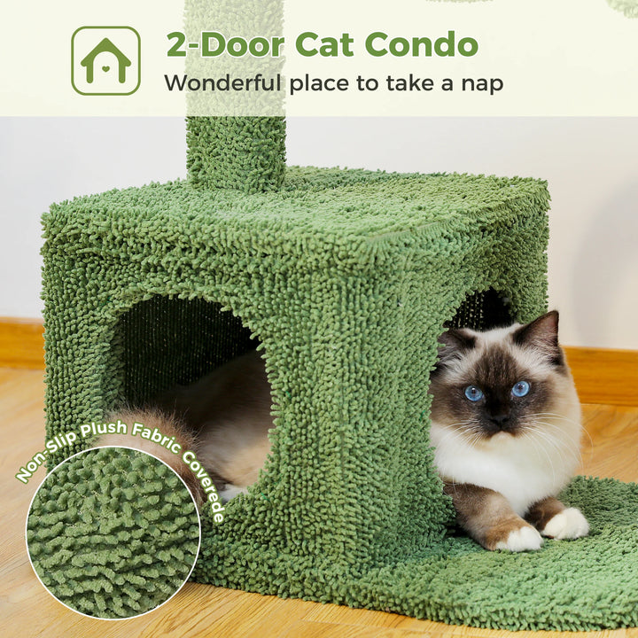 Árvore compacta para gatos em forma de cacto – conforto inteligente para espaços pequenos
