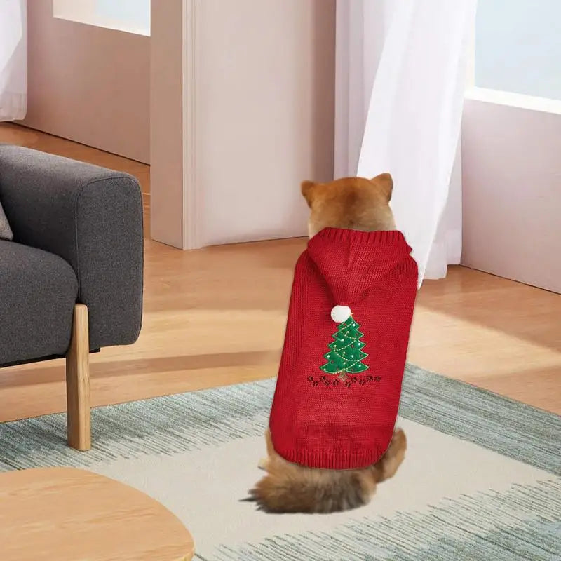 Camisola de Natal para cão com chapéu a condizer para um momento mágico