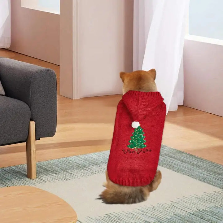 Camisola de Natal para cão com chapéu a condizer para um momento mágico