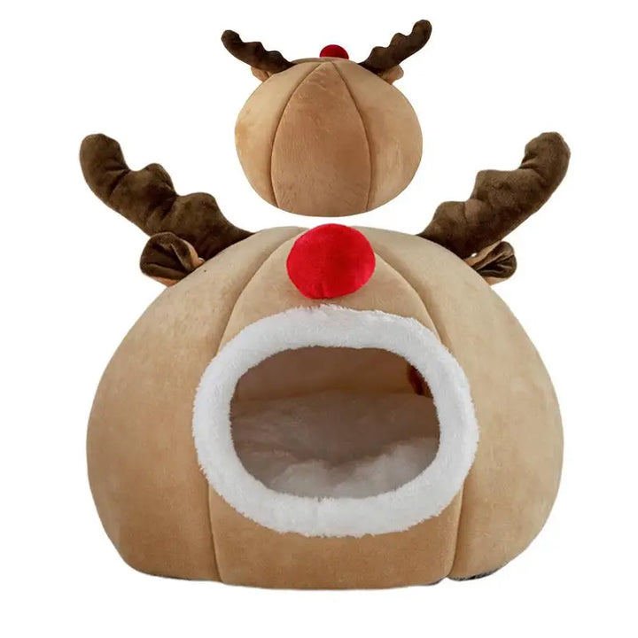 Cama de Natal para gatos em formato de tenda, macia e mágica