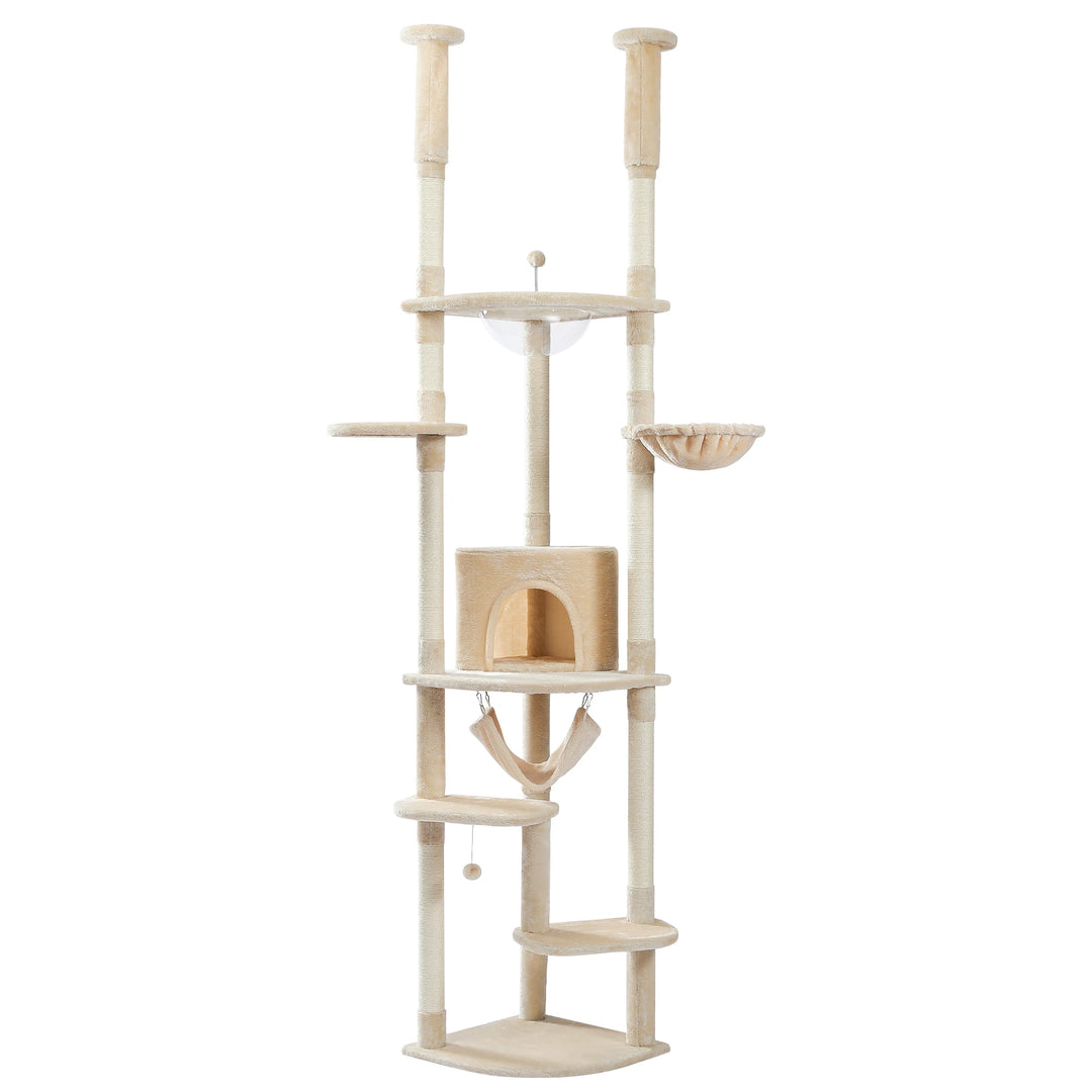Sovereign Cat Tower – 7 níveis, condomínio, redes e poleiro transparente