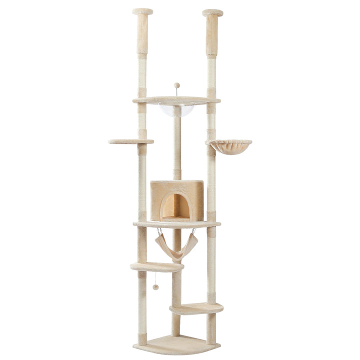 Sovereign Cat Tower – 7 níveis, condomínio, redes e poleiro transparente