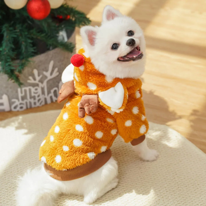 Fantasia de rena para cães: calor, maciez e fotos fofas