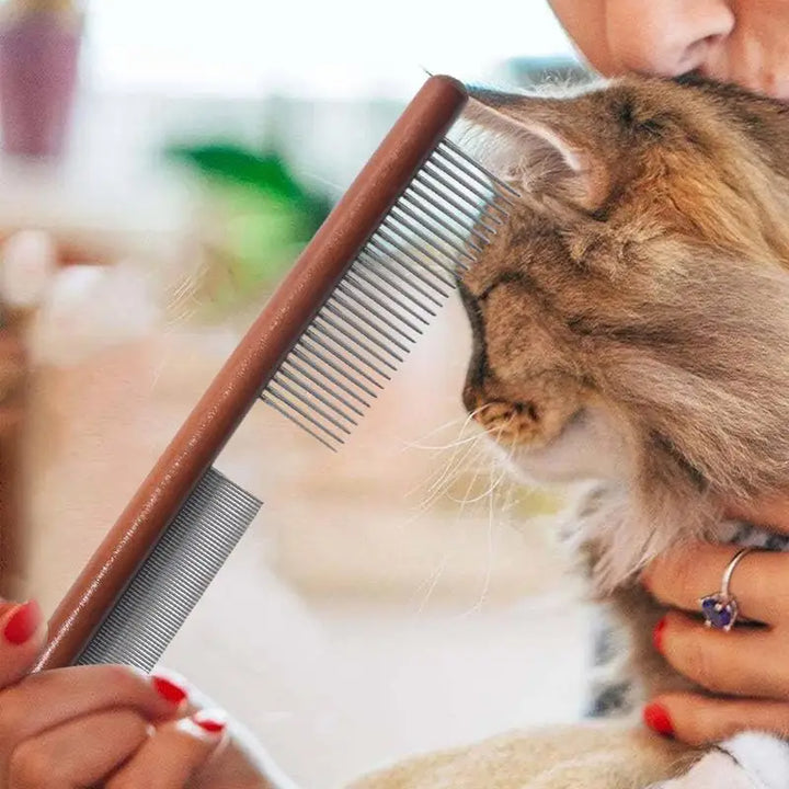Pente de madeira para pulgas para cães e gatos para cuidados calmantes