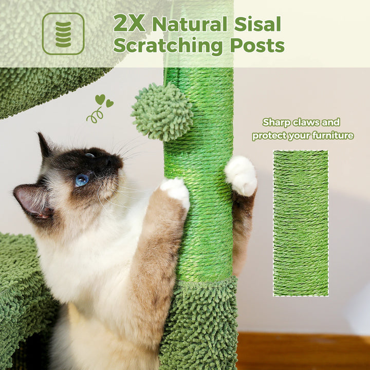 Árvore compacta para gatos em forma de cacto – conforto inteligente para espaços pequenos