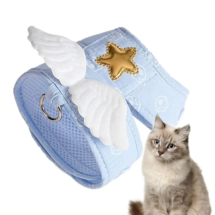 Arnês para gatinhos com asas de anjo macias e respiráveis