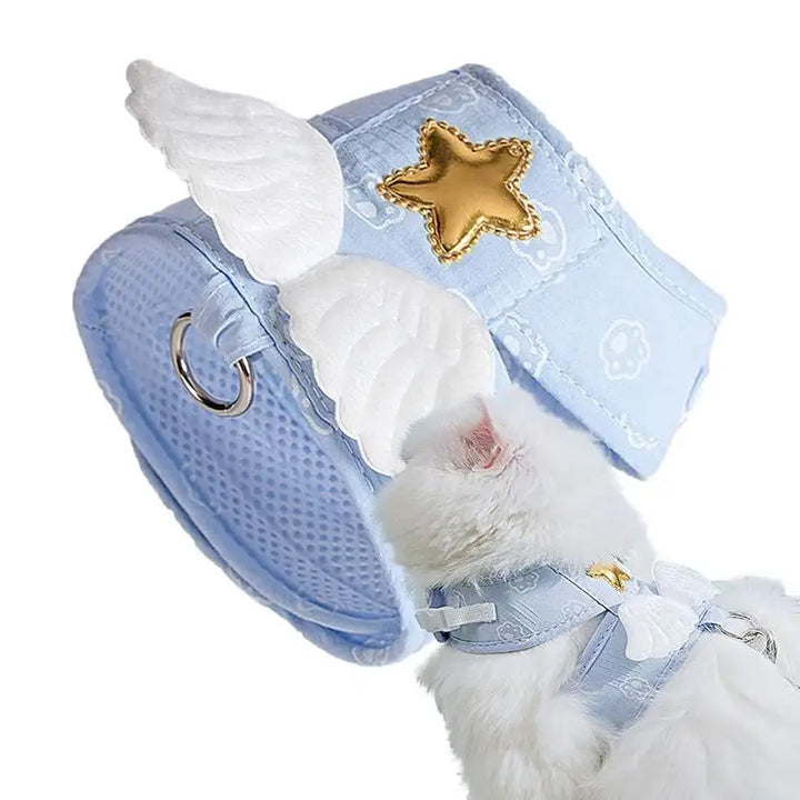 Arnês para gatinhos com asas de anjo macias e respiráveis