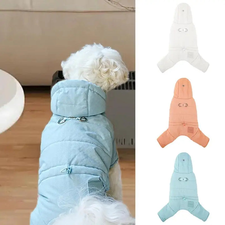 Casaco impermeável com capuz para cães, elegante e protegido
