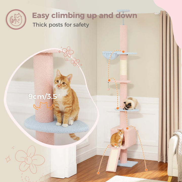 Árvore para gatos ajustável do chão ao teto – Espaço vertical seguro