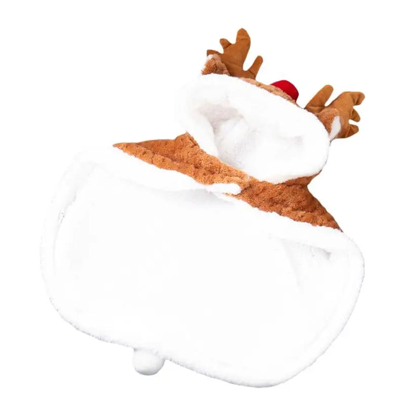 Capa de Natal de Rena - Fantasia Macia para Gato ou Cachorro Pequeno
