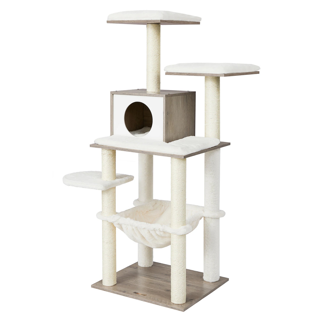 Árvore para gatos de 138 cm – Um refúgio suave para gatos sensíveis