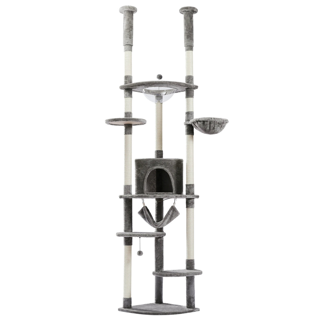 Sovereign Cat Tower – 7 níveis, condomínio, redes e poleiro transparente