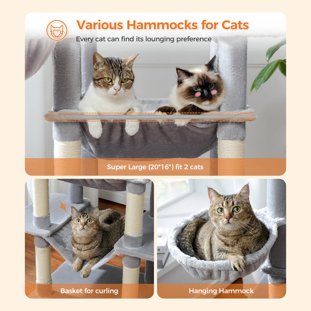 Torre para gatos XXL 175 cm – 7 níveis, redes XL e maior estabilidade
