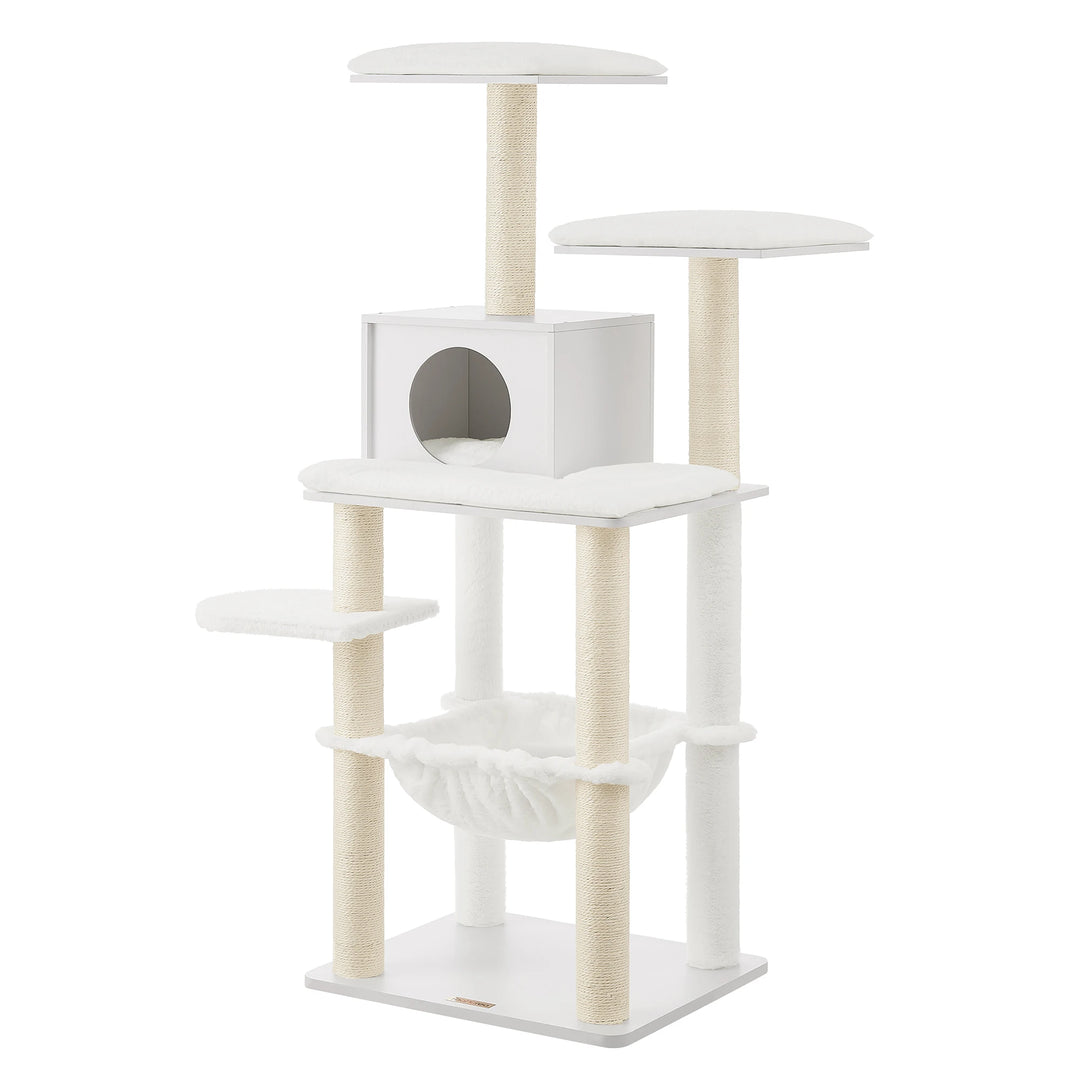Árvore para gatos de 138 cm – Um refúgio suave para gatos sensíveis
