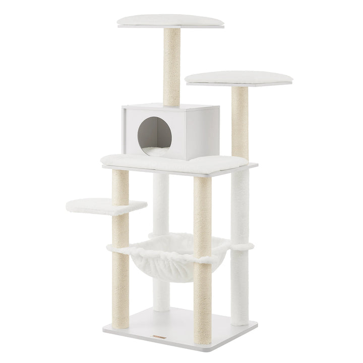 Árvore para gatos de 138 cm – Um refúgio suave para gatos sensíveis