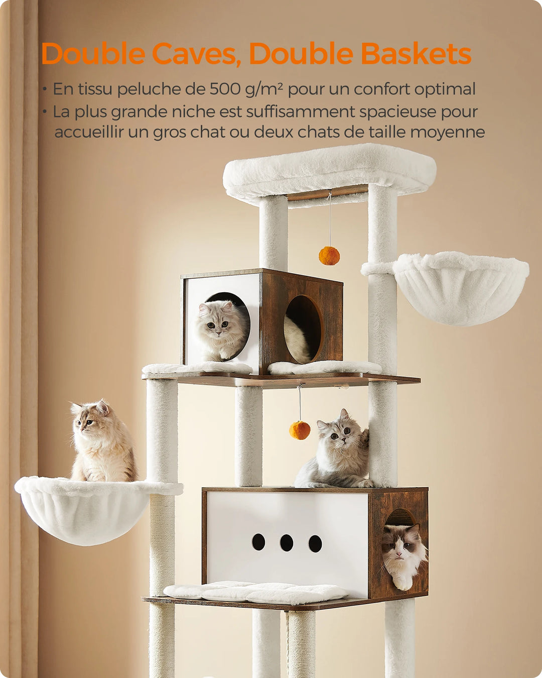 Árvore para gatos 197 cm – Um refúgio estável para vários gatos