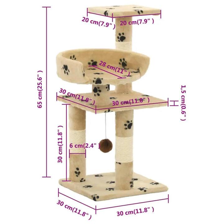 Pequena árvore para gatos 65 cm – Um casulo macio e resistente para um espaço pequeno