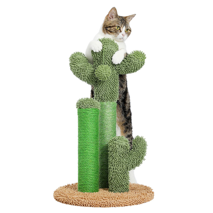 Arranhador de gato em forma de cacto que canaliza instinto com estilo