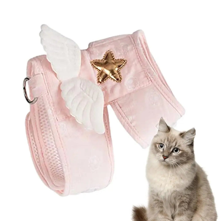 Arnês para gatinhos com asas de anjo macias e respiráveis