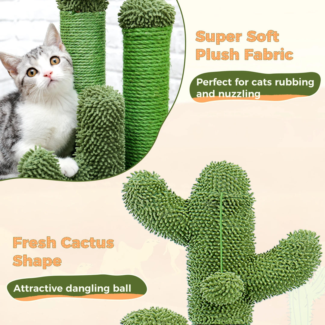 Arranhador de gato em forma de cacto que canaliza instinto com estilo
