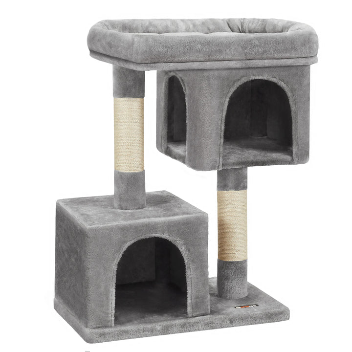 Pequena árvore para gatos 84 cm – 2 nichos fechados e poleiro macio