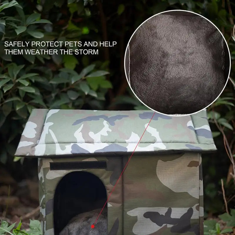 Abrigo externo camuflado para gatos vadios - Quente, à prova d'água e protetor