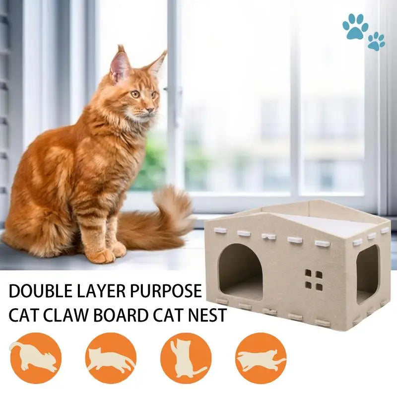 Cama de gato de camada dupla – casulo de design e refúgio secreto
