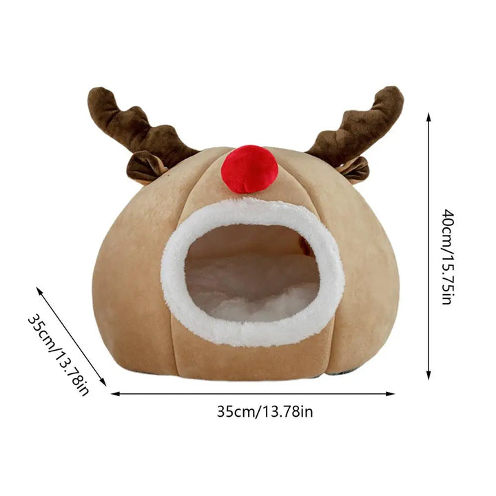 Cama de Natal para gatos em formato de tenda, macia e mágica
