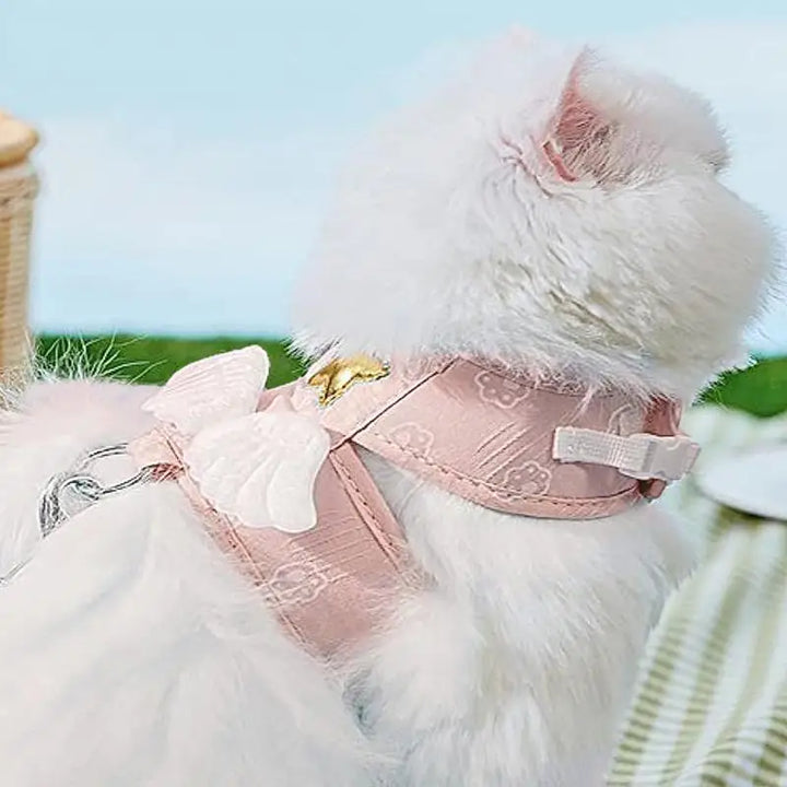 Arnês para gatinhos com asas de anjo macias e respiráveis