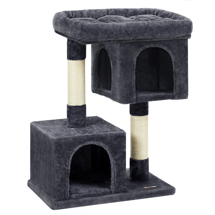 Pequena árvore para gatos 84 cm – 2 nichos fechados e poleiro macio