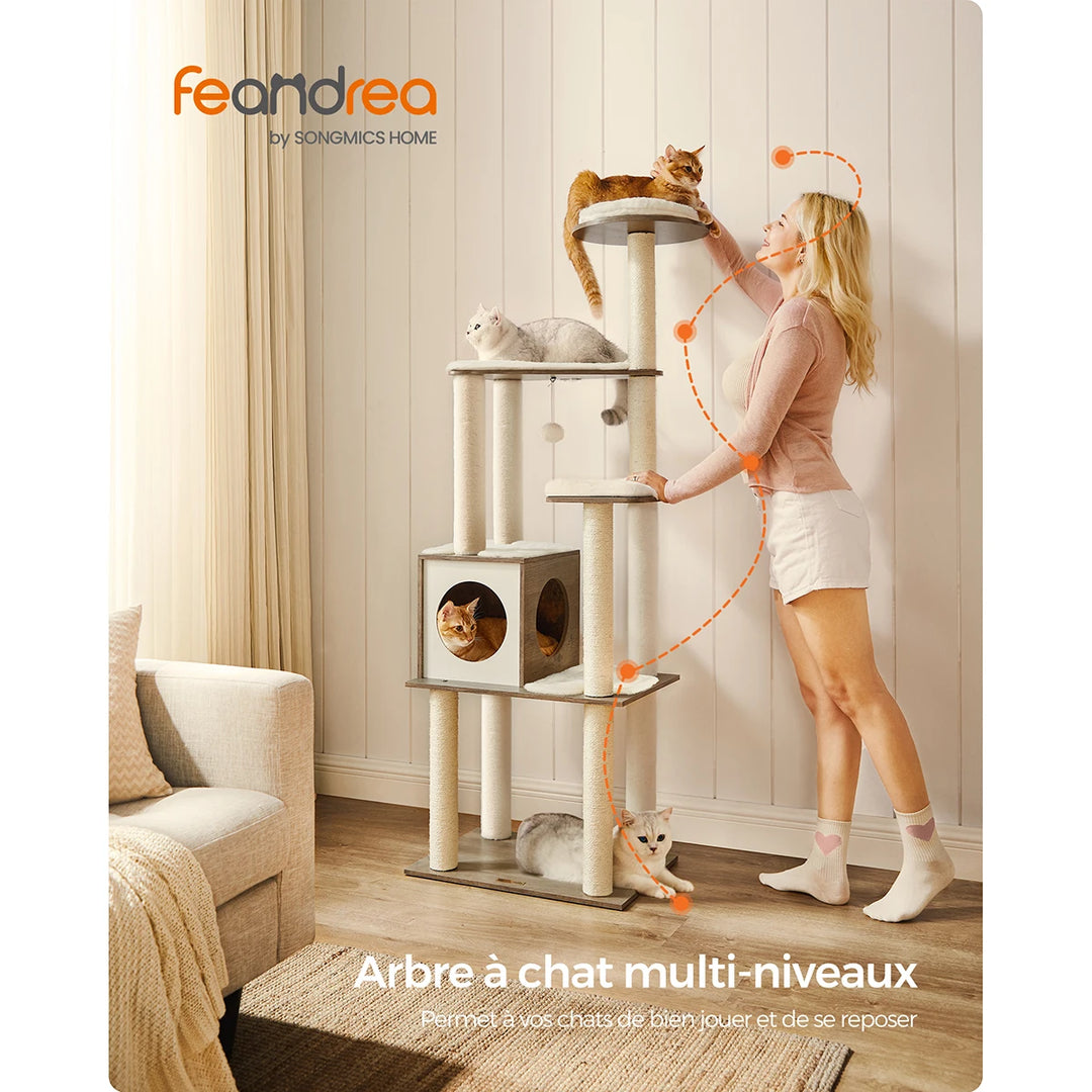Árvore para gatos 165 cm – Refúgio vertical elegante para gatos exigentes