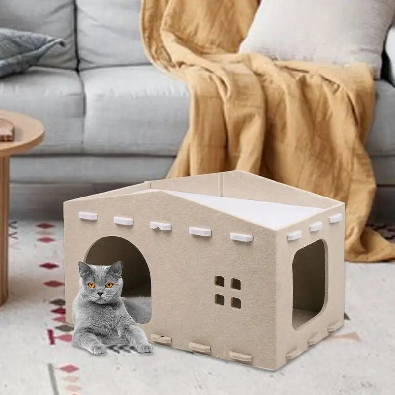 Cama de gato de camada dupla – casulo de design e refúgio secreto