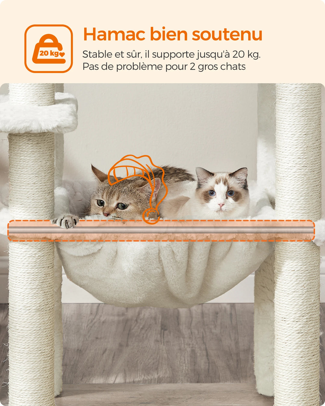 Árvore para gatos de 138 cm – Um refúgio suave para gatos sensíveis