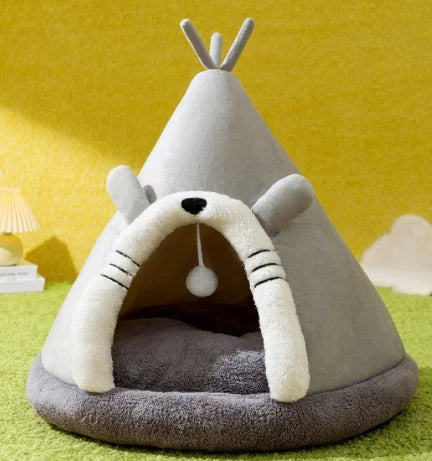 Um abrigo de inverno macio, projetado para gatos e cães pequenos