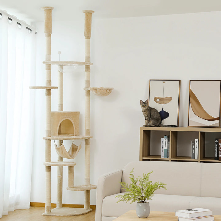 Sovereign Cat Tower – 7 níveis, condomínio, redes e poleiro transparente
