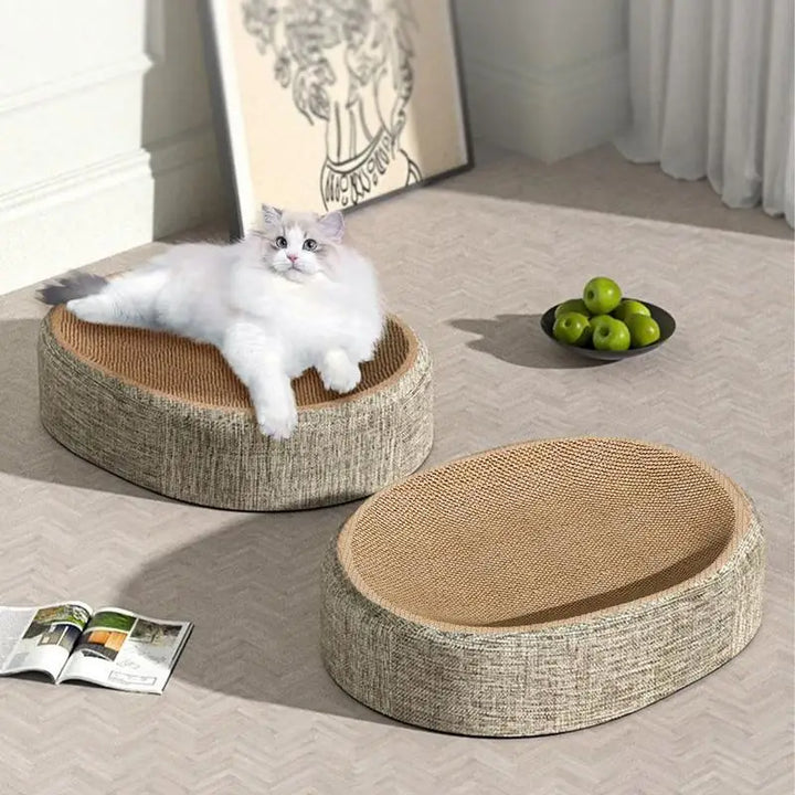 Arranhador oval para gatos: um casulo antiestresse que salva seu sofá