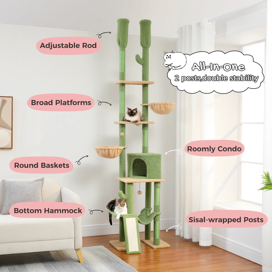 Árvore para gatos Cactus – 5 níveis, rede e estilo deslumbrante