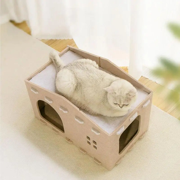 Cama de gato de camada dupla – casulo de design e refúgio secreto