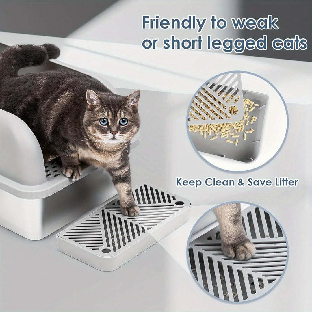 Caixa de areia para gatos de aço inoxidável premium com design anti-odor