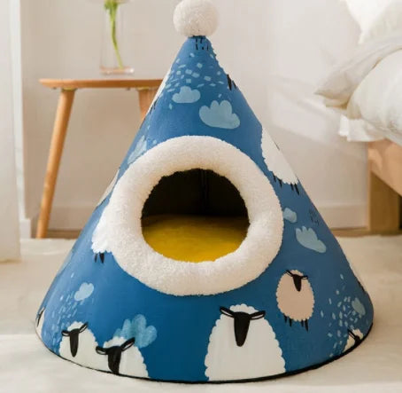 Um abrigo de inverno macio, projetado para gatos e cães pequenos