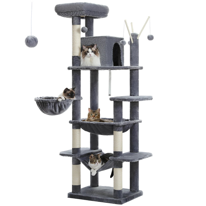 Torre para gatos XXL 175 cm – 7 níveis, redes XL e maior estabilidade