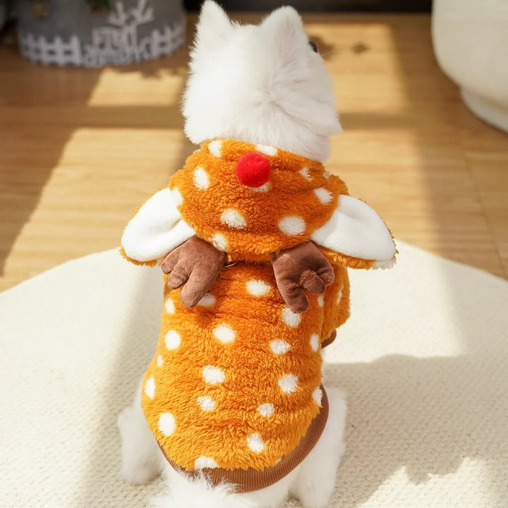 Fantasia de rena para cães: calor, maciez e fotos fofas